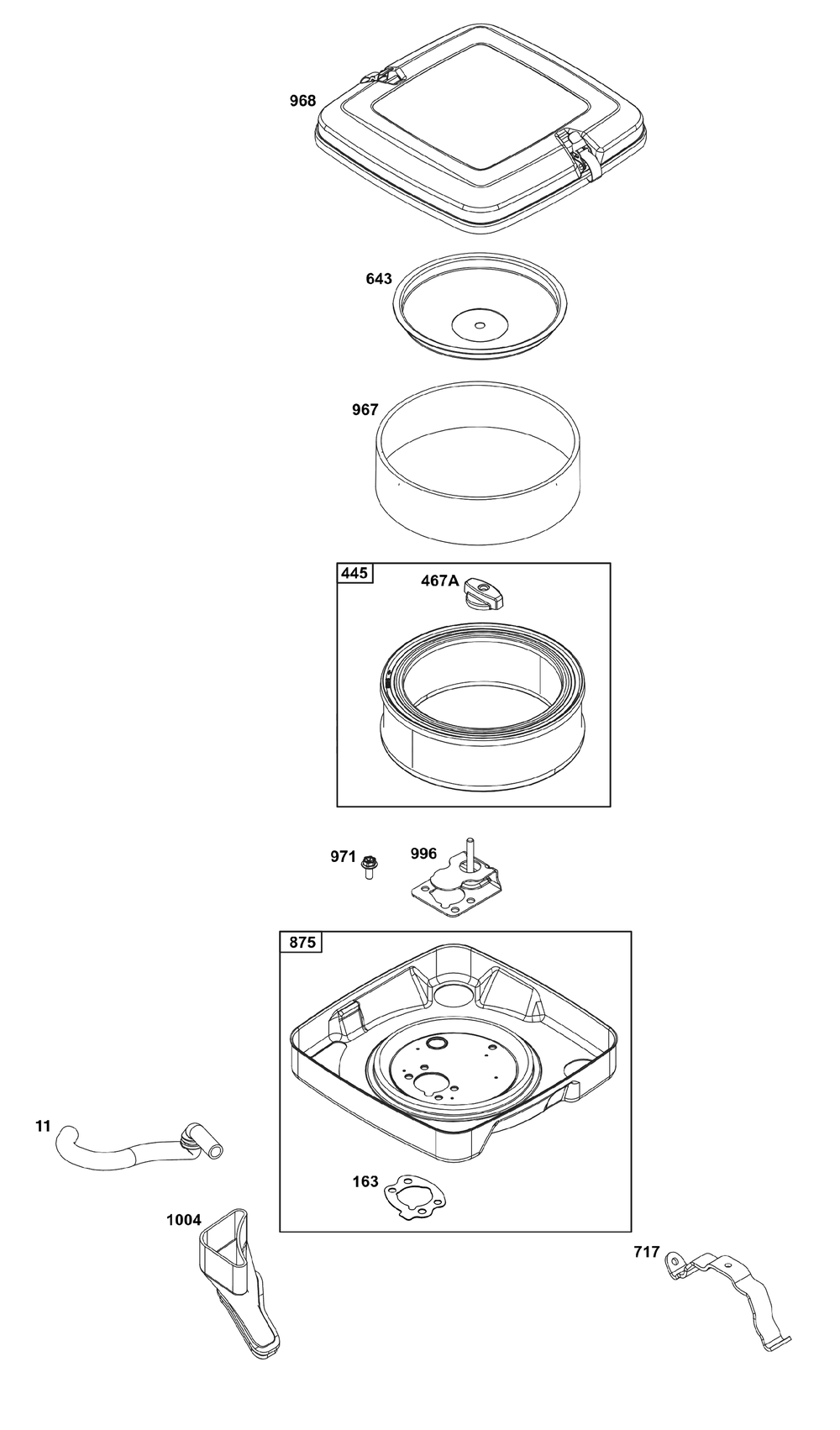 Air Cleaner Group Diagram and Parts List for 356447-0723-B5 200000 - 399999 Briggs and Stratton Engine